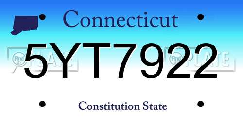 5YT7922 Connecticut License Plate