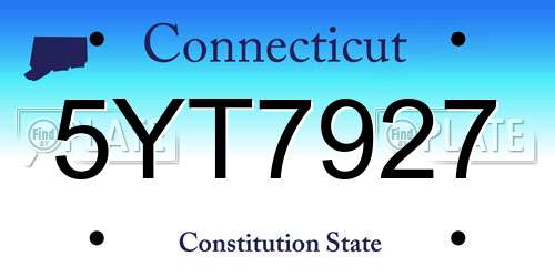5YT7927 Connecticut License Plate