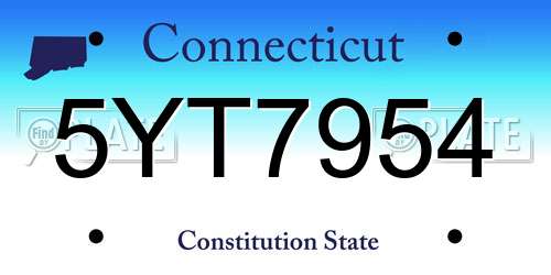 5YT7954 Connecticut License Plate