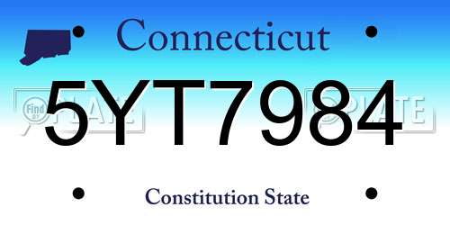 5YT7984 Connecticut License Plate