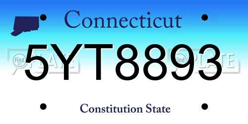 5YT8893 Connecticut License Plate