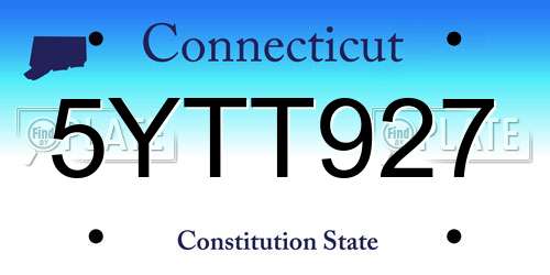 5YTT927 Connecticut License Plate
