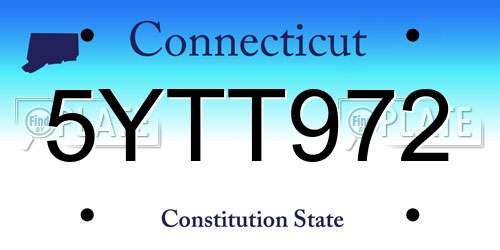 5YTT972 Connecticut License Plate