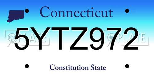 5YTZ972 Connecticut License Plate