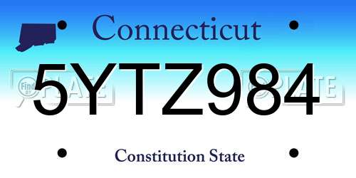 5YTZ984 Connecticut License Plate