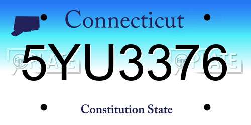 5YU3376 Connecticut License Plate