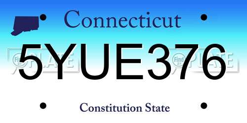 5YUE376 Connecticut License Plate