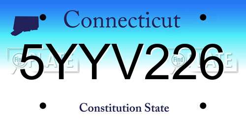 5YYV226 Connecticut License Plate