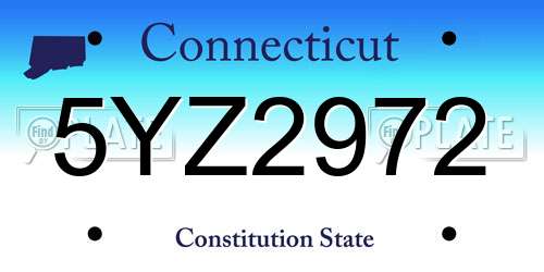 5YZ2972 Connecticut License Plate