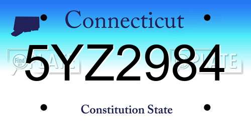 5YZ2984 Connecticut License Plate