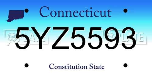5YZ5593 Connecticut License Plate