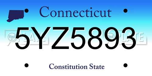 5YZ5893 Connecticut License Plate