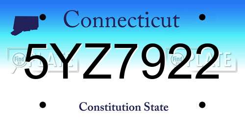 5YZ7922 Connecticut License Plate