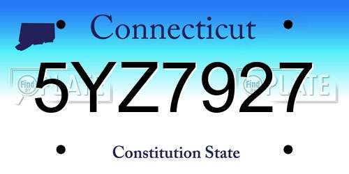 5YZ7927 Connecticut License Plate