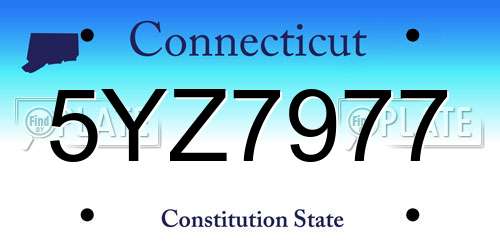 5YZ7977 Connecticut License Plate