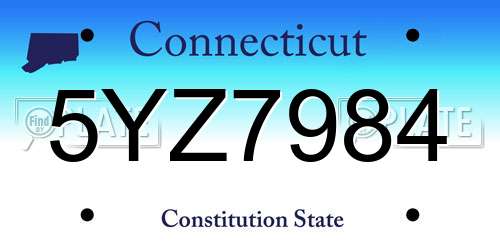 5YZ7984 Connecticut License Plate