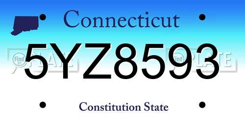 5YZ8593 Connecticut License Plate