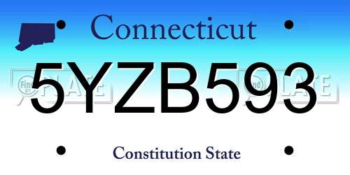 5YZB593 Connecticut License Plate