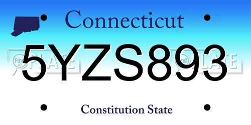 5YZS893 Connecticut License Plate