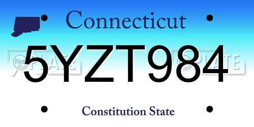 5YZT984 Connecticut License Plate
