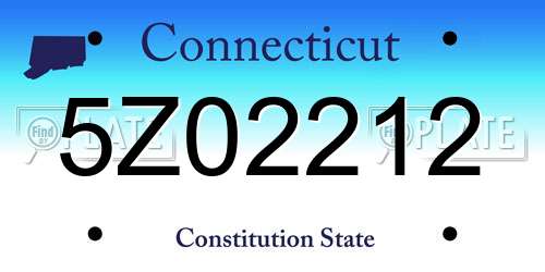 5Z02212 Connecticut License Plate