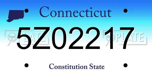 5Z02217 Connecticut License Plate