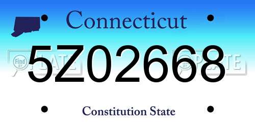 5Z02668 Connecticut License Plate