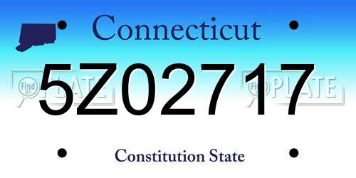 5Z02717 Connecticut License Plate