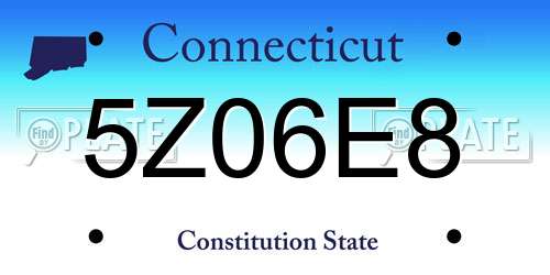5Z06E8 Connecticut License Plate