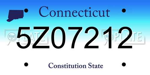 5Z07212 Connecticut License Plate
