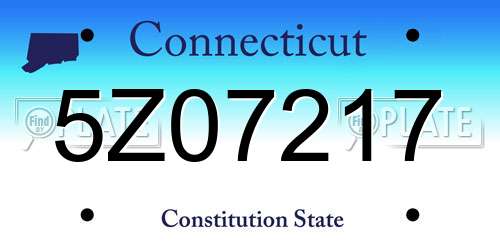 5Z07217 Connecticut License Plate