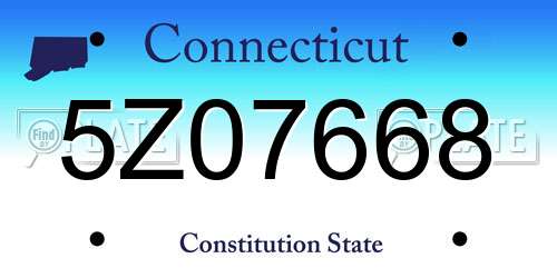 5Z07668 Connecticut License Plate