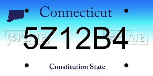 5Z12B4 Connecticut License Plate