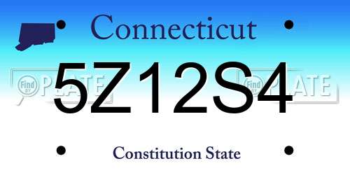 5Z12S4 Connecticut License Plate