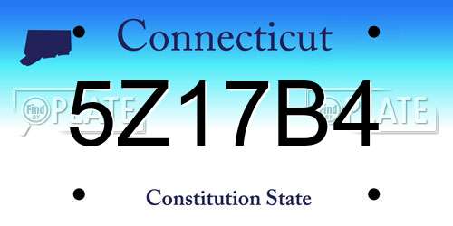 5Z17B4 Connecticut License Plate