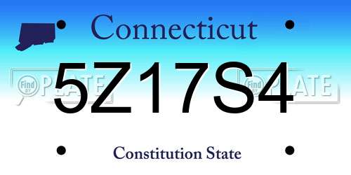 5Z17S4 Connecticut License Plate