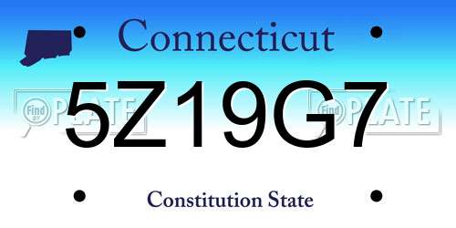 5Z19G7 Connecticut License Plate