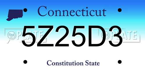 5Z25D3 Connecticut License Plate