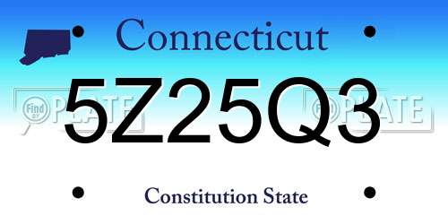 5Z25Q3 Connecticut License Plate