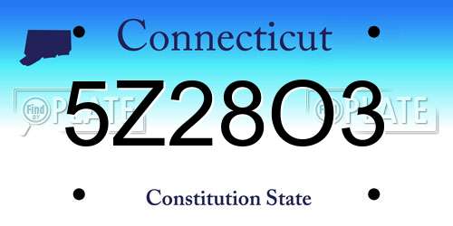 5Z28O3 Connecticut License Plate
