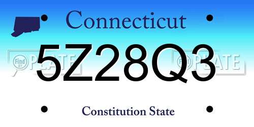5Z28Q3 Connecticut License Plate