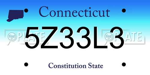 5Z33L3 Connecticut License Plate