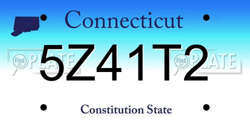 5Z41T2 Connecticut License Plate