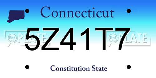 5Z41T7 Connecticut License Plate