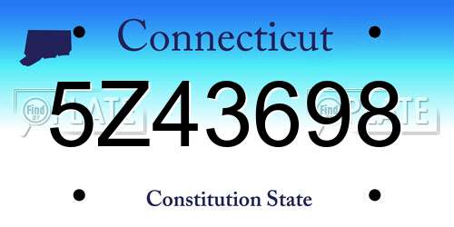 5Z43698 Connecticut License Plate