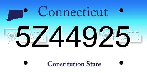 5Z44925 Connecticut License Plate