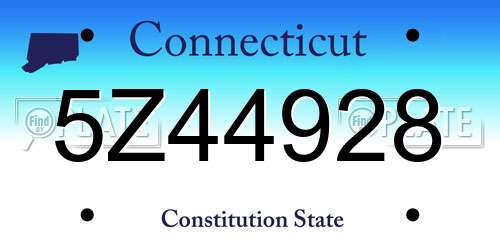 5Z44928 Connecticut License Plate