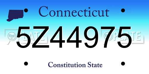 5Z44975 Connecticut License Plate