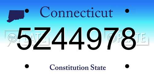 5Z44978 Connecticut License Plate