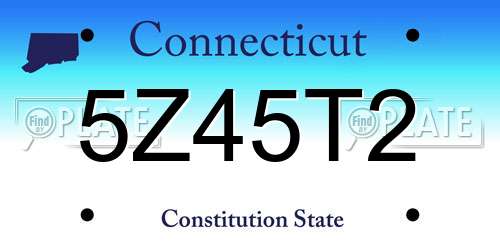5Z45T2 Connecticut License Plate